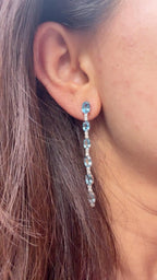 18k White Gold Diamond Dangle Earrings - Natural Aquamarine Gemstone Dangle Earrings