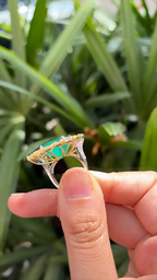 18k White Gold & Yellow Diamond Wedding Ring - Natural 13.56 Ct. Zambian Emerald Ring