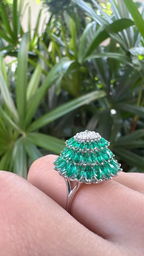 4.51 Ct. Zambian Emerald Wedding Ring - 18k White Gold Diamond Cluster Ring