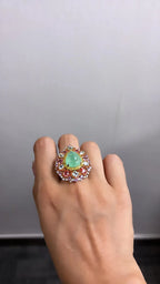 18k White Gold Diamond Handmade Cocktail Ring - Natural Paraiba Tourmaline & Multi Sapphire Gemstone Ring