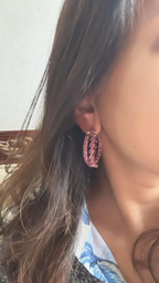 18K Rose Gold, 17.97 carats, Ceylon Pink Sapphires Hoop Earrings