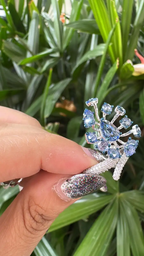 Natural Blue Sapphire & Diamond Cocktail Ring - 18k White Gold Handmade Ring
