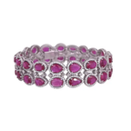 Natural Mozambique Ruby Women Bracelet - 18k White Gold Diamond Handmade Bracelet