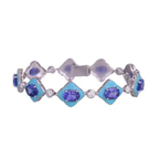 Natural Tanzanite & Turquoise Enamel Bracelet - 18k White Gold Diamond Bracelet
