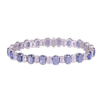 Natural Blue Sapphire & Rose Cut Diamond Bracelet - 18k White Gold Handmade Tennis Bracelet