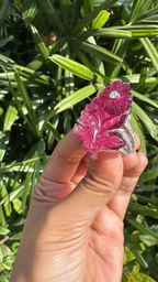 33.00 Ct. Carved Tourmaline Ring - 18k Gold Diamond Big Ring - Gemstone Floral Ring