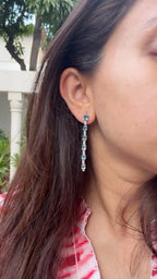 18k White Gold Diamond Dangle Earrings - Natural Aquamarine Gemstone Dangle Earrings