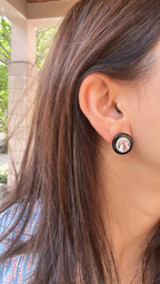 18k Rose Gold Diamond & Morganite Gemstone Stud Earrings - Black Onyx Earrings