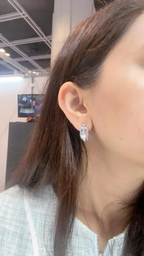 18k White Gold Earrings - Natural Tapered Baguette Diamonds Huggie Earrings