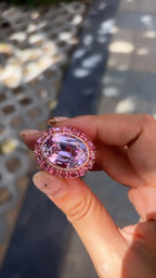 26.87 Ct. Kunzite & Pink Sapphire Cocktail Ring - 18k Rose Gold Diamond Wedding Ring