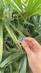 8.25 Ct. Zambian Emerald & Black Onyx Statement Ring - 18k White Gold Diamond Ring
