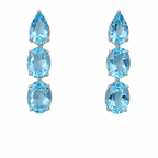 Natural Aquamarine Gemstone Dangle Earrings - 18k White Gold Diamond Drop Dangle Earrings