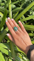 Natural Zambian Emerald Gold Ring - 18k White Gold Diamond Ring