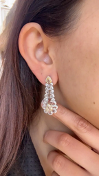 Natural Yellow & White Rose Cut Diamond Dangle Earrings - 18k White Gold Chandelier Earrings