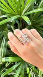 Natural Morganite Gemstone Cocktail Ring - 18k Rose Gold Diamond Ring