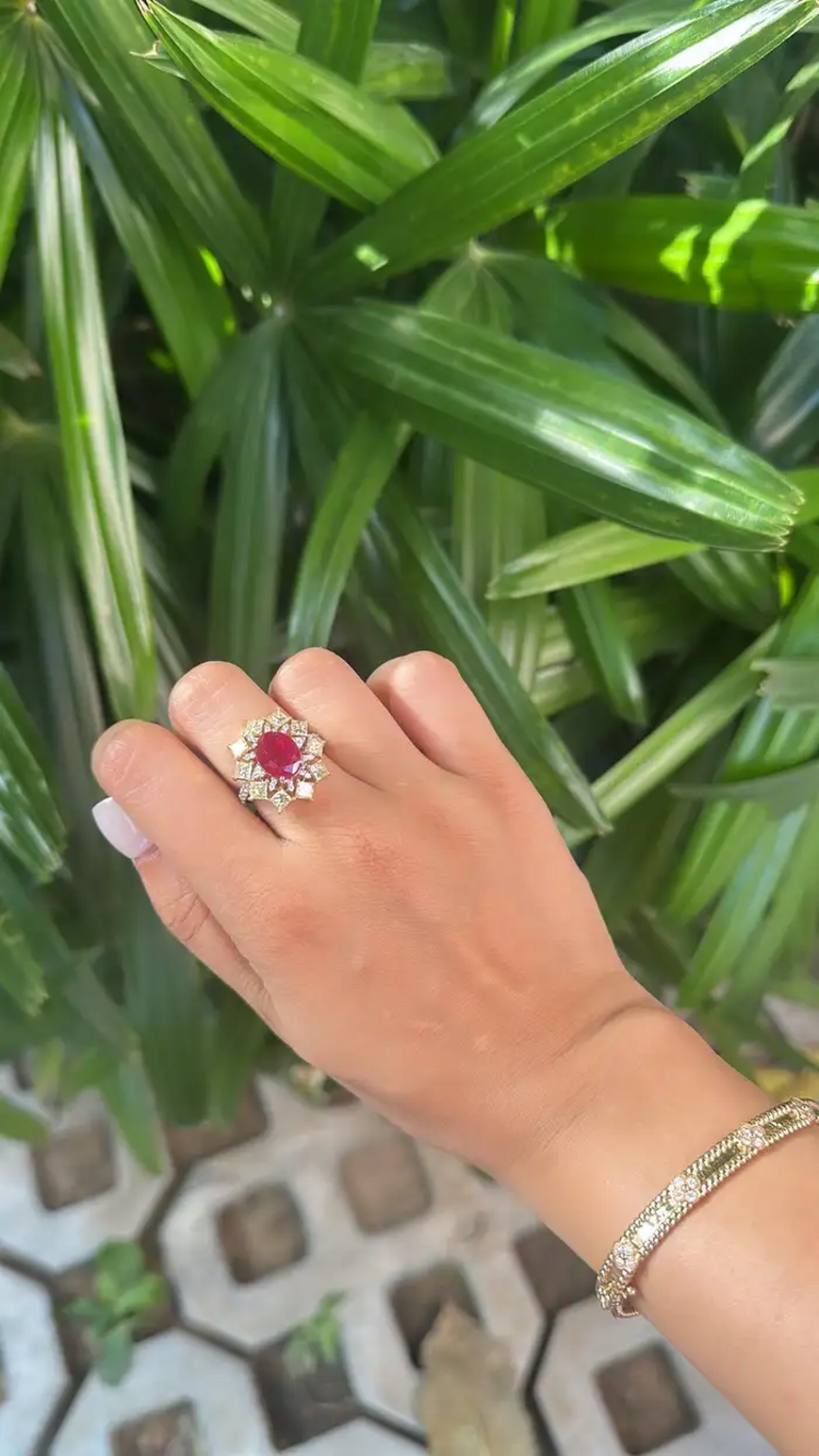 Natural Mozambique Ruby Engagement Ring - 18k White Gold Diamond Ring