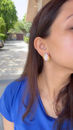 Natural Ethiopian Opal & Multi Sapphire Stud Earrings - 18k Yellow Gold Diamond Earrings