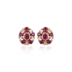 Mozambique Ruby & Yellow Diamond Stud Earrings - 18k Yellow Gold Diamond Stud Earrings