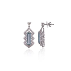 5.26 Ct. Aquamarine Dangle Earrings - Handmade 18k White Gold Heart Shape Diamond Earrings