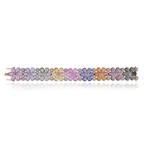 18k Yellow Gold Floral Bracelet - Natural Multi Sapphire & Rose Cut Diamond Modern Bracelet