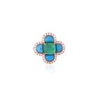 18k Rose Gold Diamond Handmade Ring With Natural Zambian Emerald & Turquoise