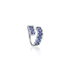 18k White Gold Handmade Ring - Natural Ceylon Blue Sapphire & Diamond Ring