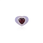 4.93 Heart Shape Rubellite & Chalcedony Anniversary Ring - 18k White Gold Diamond Cocktail Ring