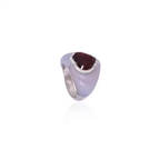4.93 Heart Shape Rubellite & Chalcedony Anniversary Ring - 18k White Gold Diamond Cocktail Ring