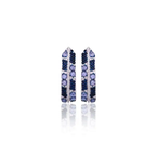 18k White Gold Diamond Hoop Earrings - Natural 5.69 Ct. Blue Sapphire Earrings