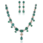 84.76 carats, Zambian Emeralds & Yellow Rose Cut Diamonds Necklace & Earrings