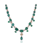 84.76 carats, Zambian Emeralds & Yellow Rose Cut Diamonds Necklace & Earrings