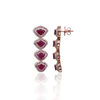 Tulip cut Mozambique Ruby & Mother Of Pearl Necklace Earrings Set - 18K Rose Gold Diamond Necklace Earrings