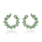 18k White Gold Diamond Earrings Natural Tsavorite Hoop Earrings