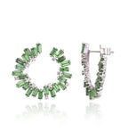 18k White Gold Diamond Earrings Natural Tsavorite Hoop Earrings