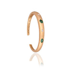18k Yellow Matte Gold Bangle - Natural Emerald & Diamond Bangle