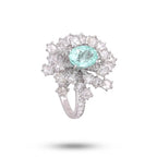 18k White Gold Diamond Wedding Ring - Natural Paraiba Tourmaline Gemstone Ring