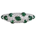 Zambian Emerald Sugarloaf  Ring - 18k White Gold Diamond Handmade Band Ring