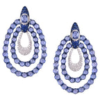18k White Gold Diamond Dangle Earrings - Natural Blue Sapphire Gemstone Earrings