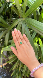 18k Yellow Matte Gold Ring - Natural Zambian Emerald & Diamond Ring