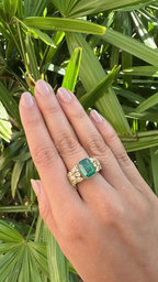 Natural Zambian Emerald Statement Ring - 18k Yellow Gold & Yellow Diamonds Wedding Ring
