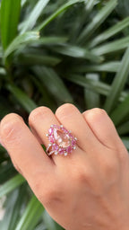 Natural Morganite & Pink Sapphire Cocktail Ring - 18k Rose Gold Diamond Ring