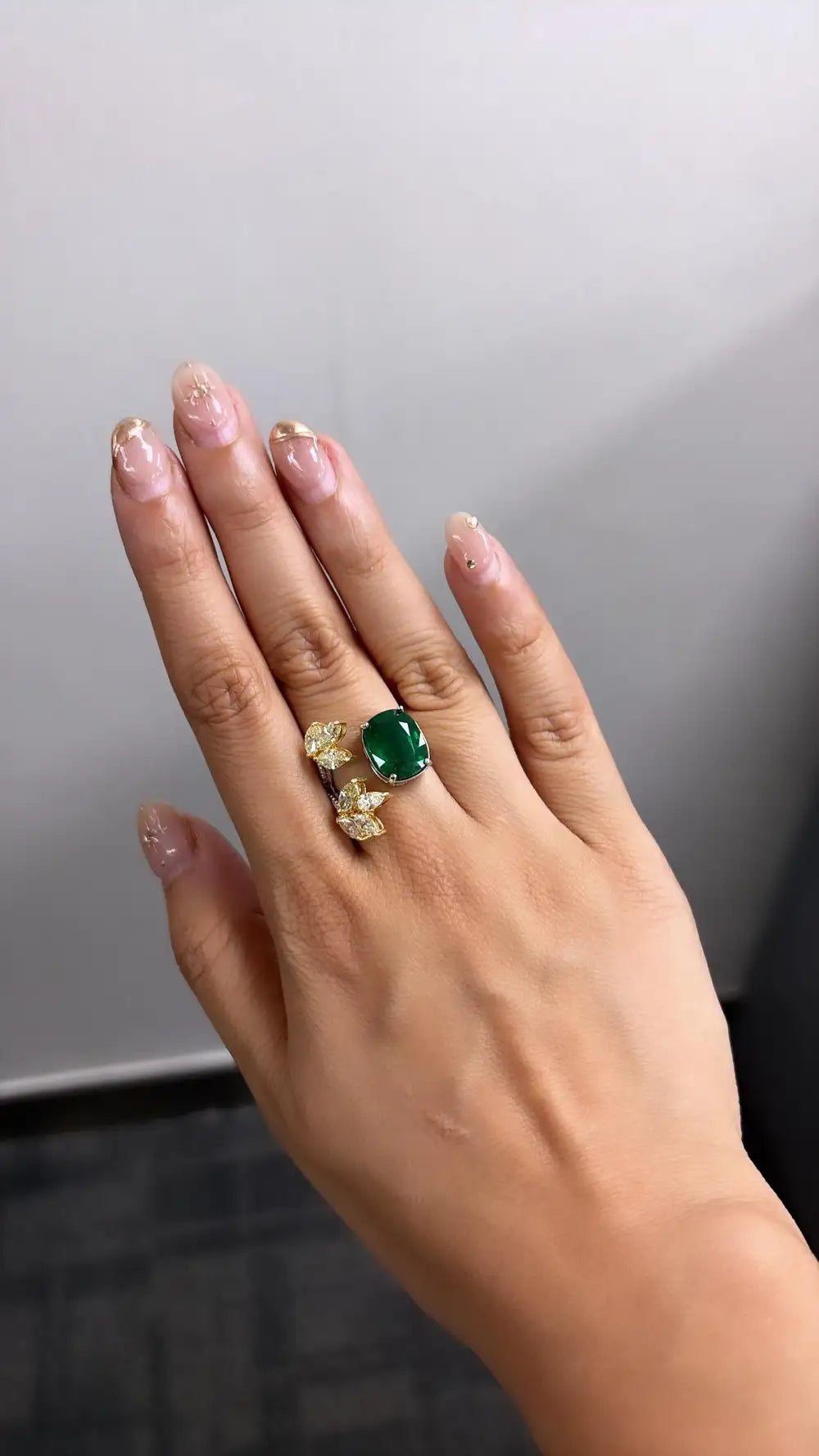5.52 Ct. Zambian Emerald Gemstone Ring - 18k White Gold Diamond Handmade Wedding Ring