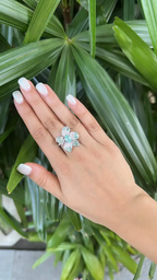 18k White Gold Diamond Cocktail Ring - Natural Paraiba Gemstone Wedding Ring