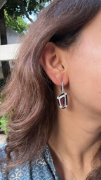 Natural Tourmaline & Black Enamel Earrings - 18k White Gold Diamond Dangle Earrings