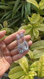 Natural Aquamarine & Purple Sapphire Dangle Earrings - 18K White Gold Diamond Drop Dangle Earrings