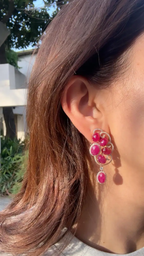 Natural Ruby Diamond Earrings - 18k Rose Gold Dangle Handmade Earrings
