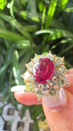 Natural Mozambique Ruby Engagement Ring - 18k White Gold Diamond Ring