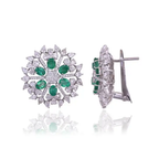 Zambian Emerald Stud Earrings - 18k White Gold Diamond Stud Earrings