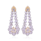 Natural Yellow & White Rose Cut Diamond Dangle Earrings - 18k White Gold Chandelier Earrings