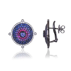 18k Gold Diamond Stud Earrings - Natural Ruby, Amethyst & Blue Sapphire Stud Earrings